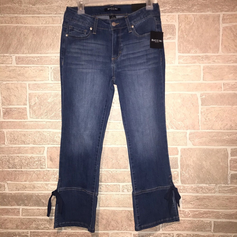 Baccini  Crop Flare Leg Jeans w/Ankle Ties Size 4